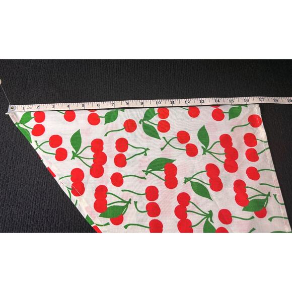 Vtg Cherry Print Triangle Scarf – Red & Green Rockabilly Pin-Up Retro Y2K Cottag - Picture 2 of 5
